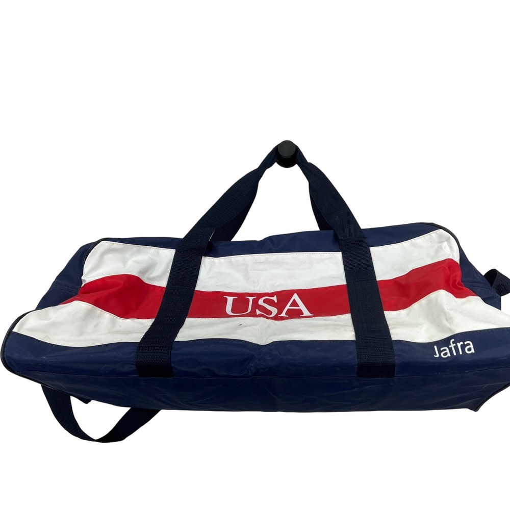 VTG 90s Jafra Promo Duffle Bag USA Patriotic Gym Bag Colorblock Olympics Retro